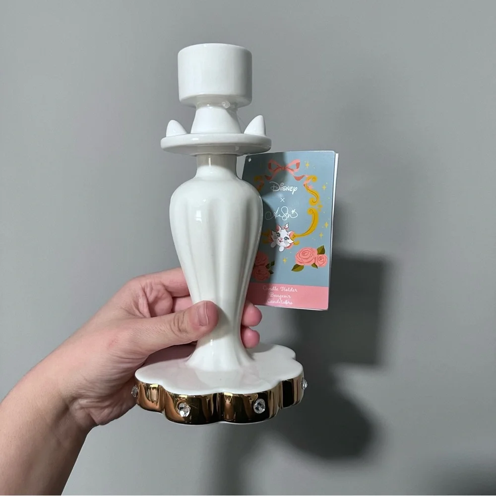NWT Disney Aristocats Duchess White and Gold Candle Holder